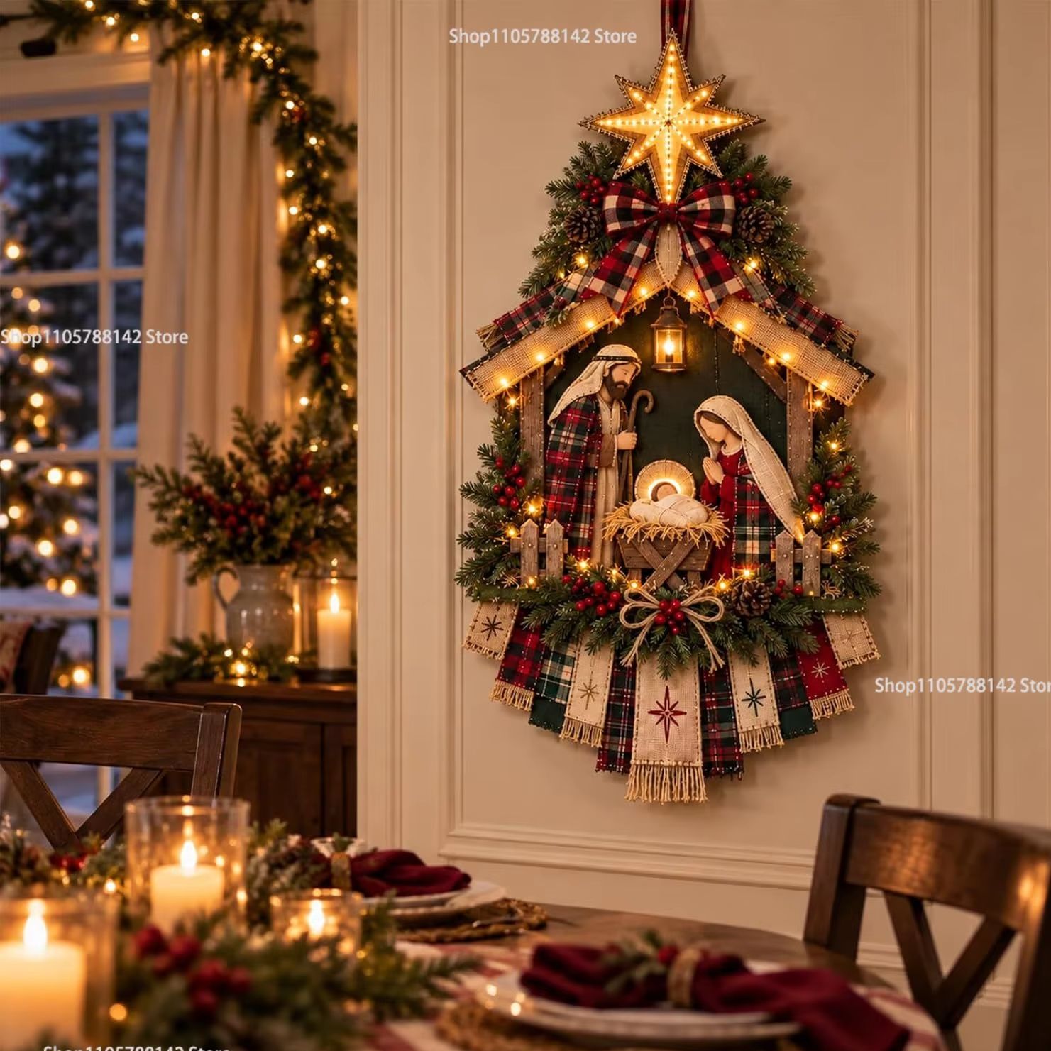 Lighting Christmas Decor - Paket Dekorasi Pintu Bertema Natal dengan