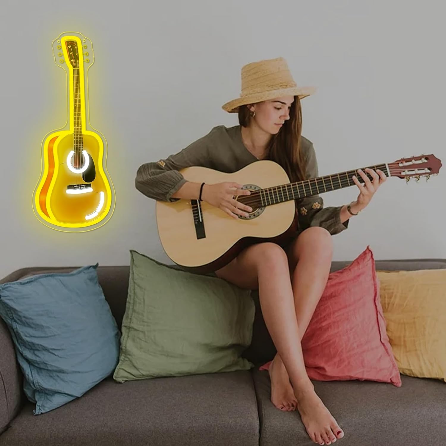Lampu Neon LED Gitar Akustik,  - Lighting Christmas Decor ulasan dan harga